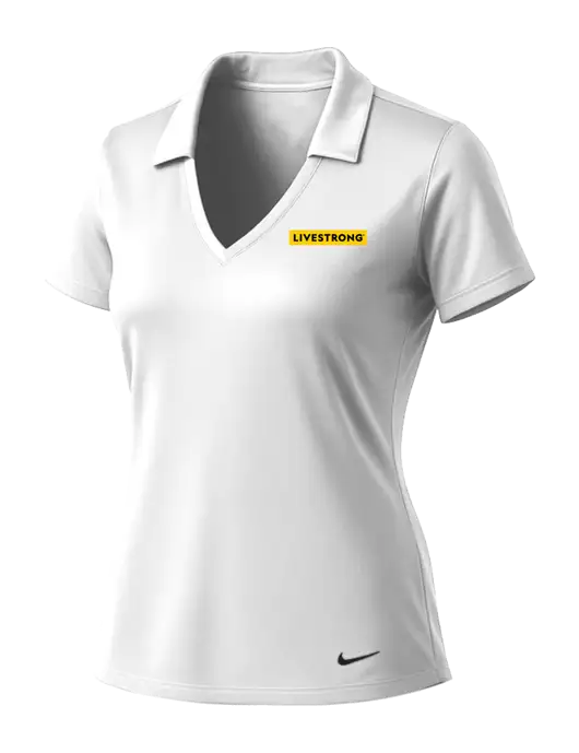 NIKE White Womens Dri-Fit Vertical Mesh Polo w/LIVESTRONG Logo