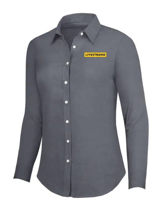 Dark Grey Womens SuperPro Oxford Shirt w/LIVESTRONG Logo