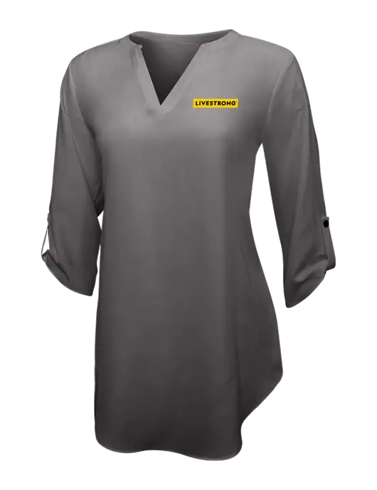 Dark Grey Womens 3/4 Sleeve Tunic Blouse w/LIVESTRONG Logo
