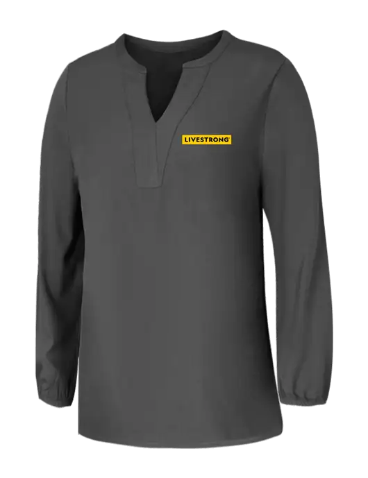 Mercer+Mettle Womens Dark Grey Stretch Crepe 3/4 Sleeve Blouse w/LIVESTRONG Logo
