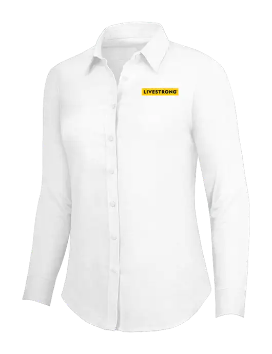 White Womens SuperPro Oxford Shirt w/LIVESTRONG Logo
