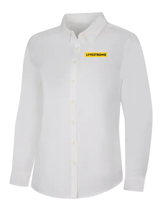 White Womens SuperPro Oxford Shirt w LIVESTRONG Logo