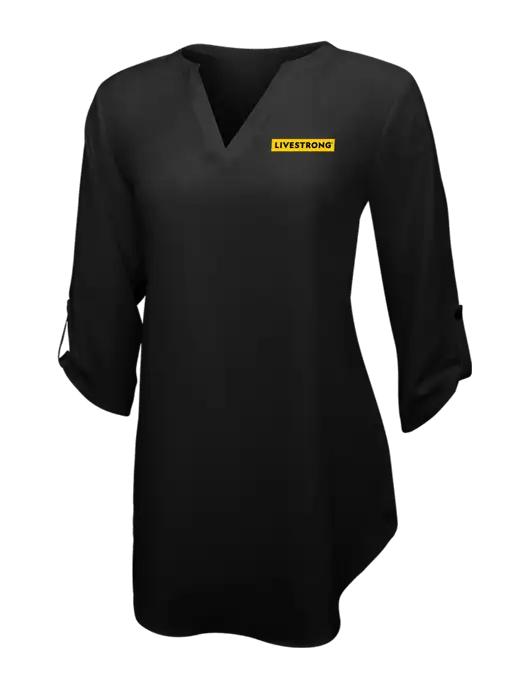Womens Black 3/4 Sleeve Tunic Blouse w/LIVESTRONG Logo