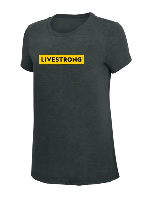 Womens Simply Soft Black Frost 4.5oz Poly/Combed Ring Spun Cotton T-Shirt w/LIVESTRONG Logo