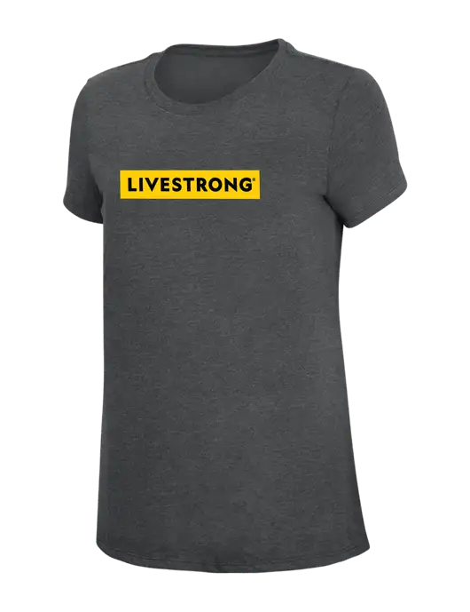 Womens Simply Soft Charcoal 4.5oz Poly/Combed Ring Spun Cotton T-Shirt w/LIVESTRONG Logo