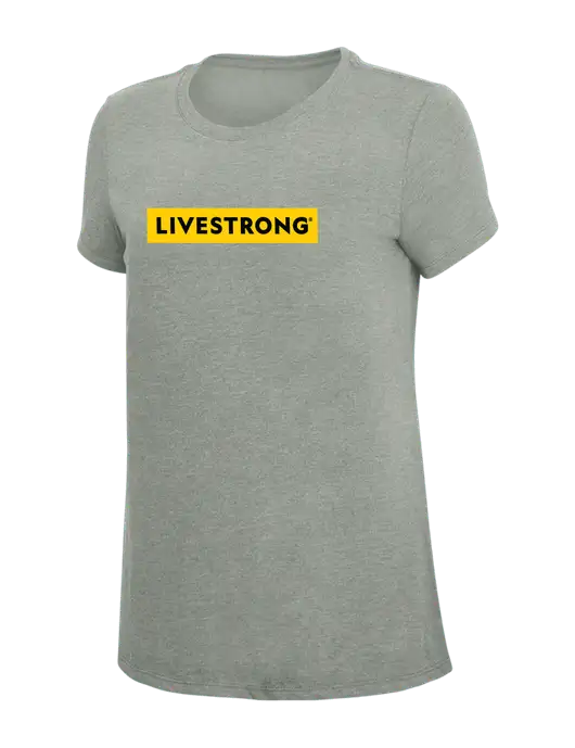 Womens Simply Soft Grey Frost 4.5oz  Poly/Combed Ring Spun Cotton T-Shirt w/LIVESTRONG Logo