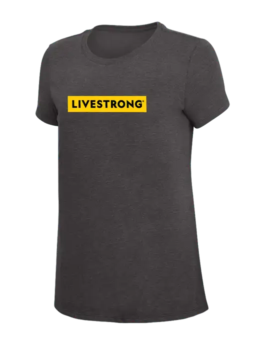 Womens Simply Soft Heather Charcoal 4.5oz  Poly/Combed Ring Spun Cotton T-Shirt w/LIVESTRONG Logo