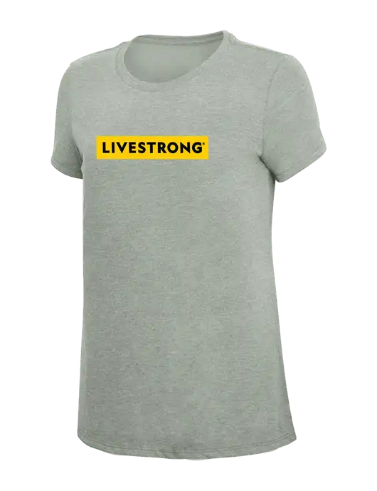 Womens Simply Soft Heathered Light Grey 4.5oz Poly/Combed Ring Spun Cotton T-Shirt w/LIVESTRONG Logo