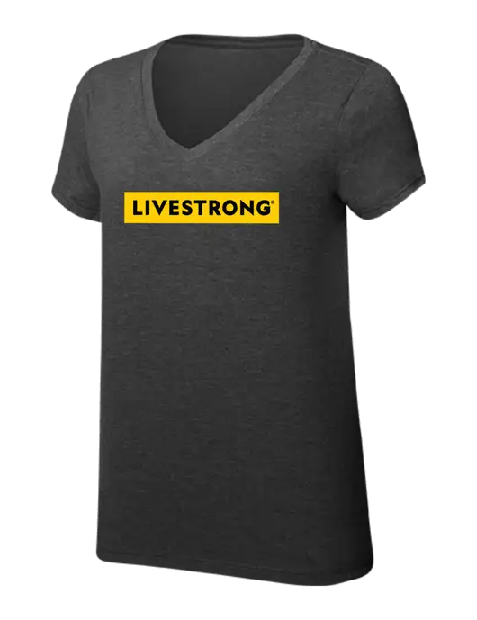 Womens Simply Soft V-Neck Black Frost 4.5oz  Poly/Combed Ring Spun Cotton T-Shirt w/LIVESTRONG Logo