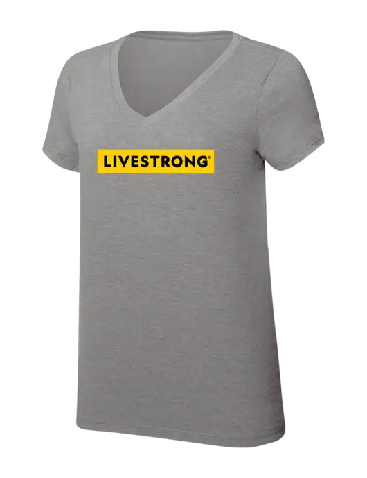 Womens Simply Soft V-Neck Grey Frost 4.5oz  Poly/Combed Ring Spun Cotton T-Shirt w/LIVESTRONG Logo