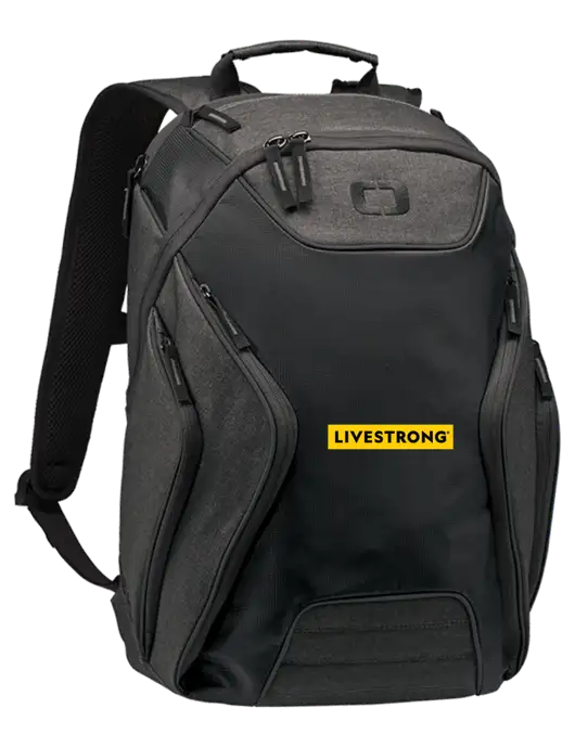 OGIO Black/Heather Grey Hatch Laptop Backpack
 w/LIVESTRONG Logo