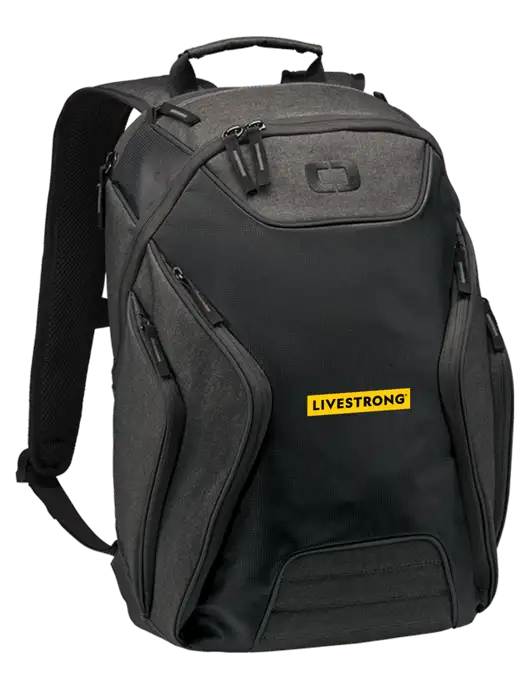 OGIO Black/Heather Grey Hatch Laptop Backpack
 w/LIVESTRONG Logo