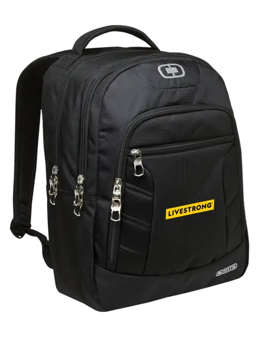 OGIO Black/Silver Colton Laptop Backpack
 w/LIVESTRONG Logo