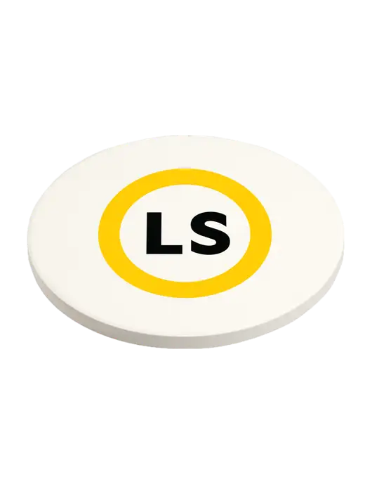 Absorbent White Coaster with Cork Base w/LS Circle Logo