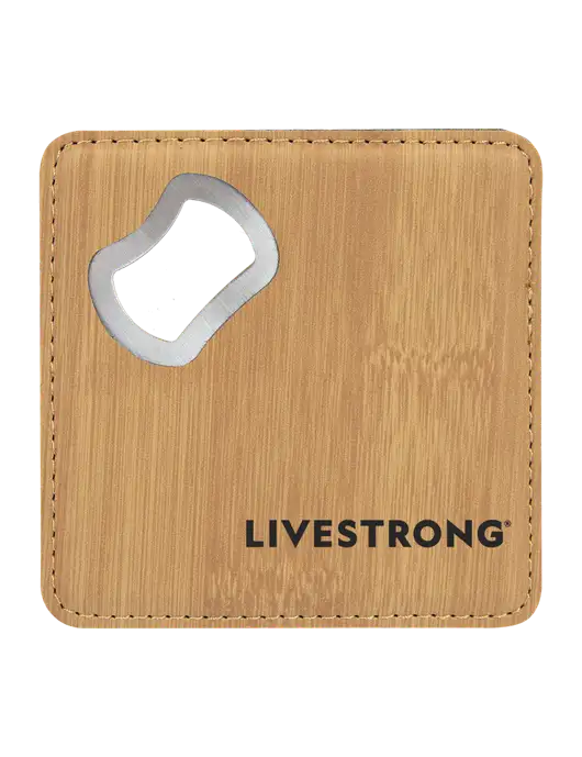 Bamboo Leatherette Coaster with Bottle Opener w/LIVESTRONG Logo