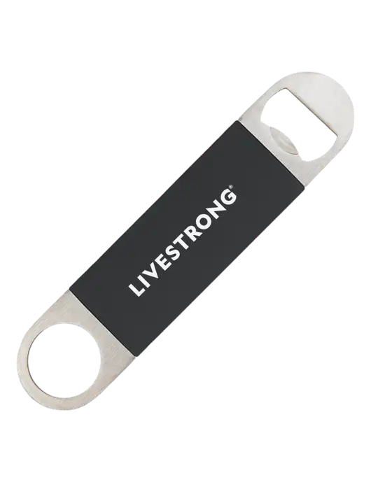 Black Bottle Opener with Silicone Grip w/LIVESTRONG Logo