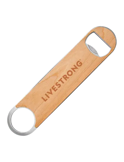 Bottle Opener w/Wood Veneer, 7 x 1.2 w/LIVESTRONG Logo