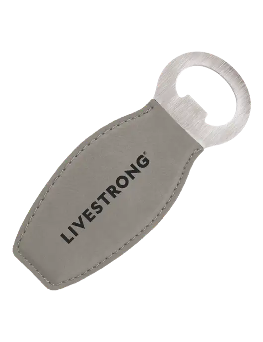 Grey Leatherette Bottle Opener with Magnet w/LIVESTRONG Logo