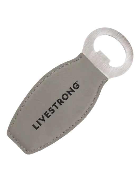 Grey Leatherette Bottle Opener with Magnet w/LIVESTRONG Logo