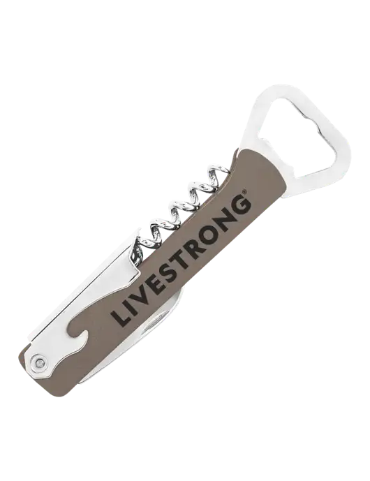 Grey Leatherette Wine Bottle Opener w/LIVESTRONG Logo