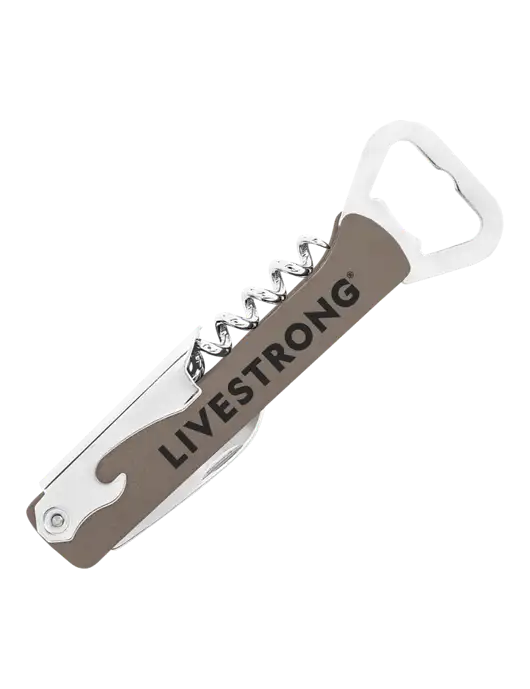 Grey Leatherette Wine Bottle Opener w/LIVESTRONG Logo