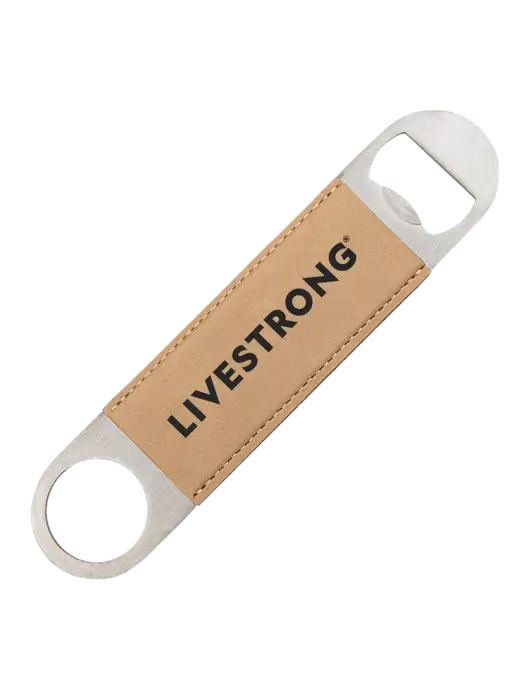Tan Leatherette Bottle Opener w/LIVESTRONG Logo