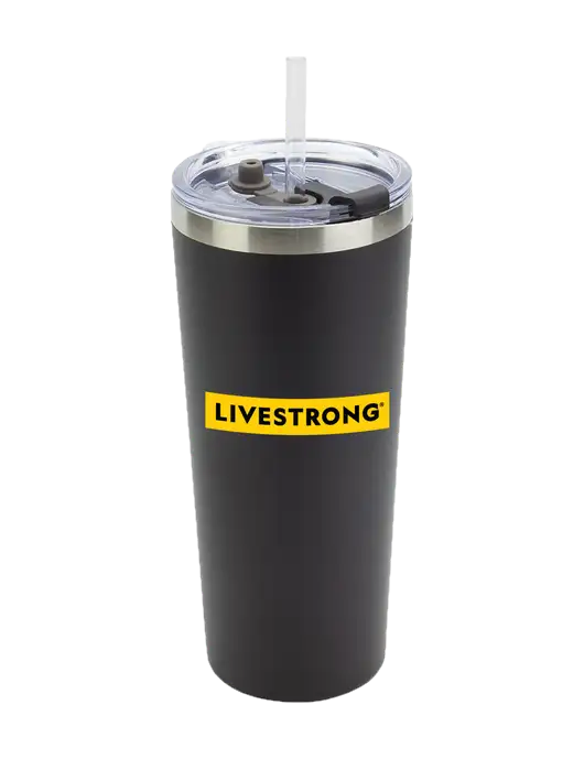 Brighton Black 20 oz Insulated Tumbler & Straw w/LIVESTRONG Logo