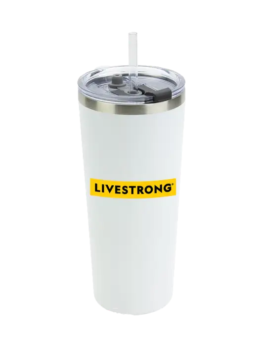 Brighton White 20 oz Insulated Tumbler & Straw w/LIVESTRONG Logo