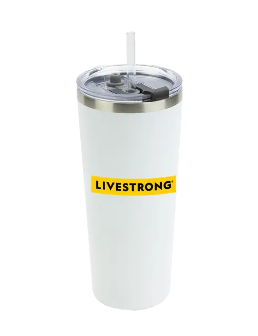 Brighton White 20 oz Insulated Tumbler & Straw w/LIVESTRONG Logo