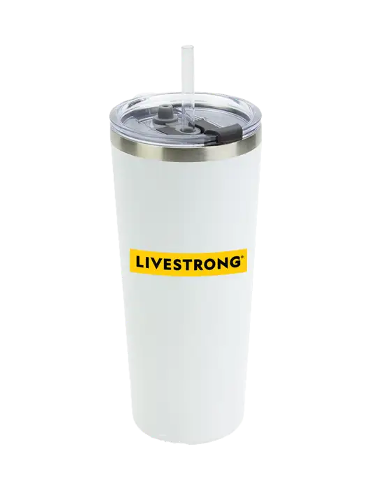 Brighton White 20 oz Insulated Tumbler & Straw w/LIVESTRONG Logo