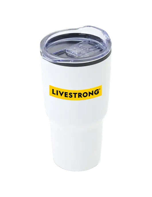 Odyssey White 30 oz Travel Tumbler w/LIVESTRONG Logo