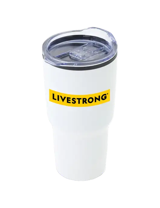 Odyssey White 30 oz Travel Tumbler w/LIVESTRONG Logo
