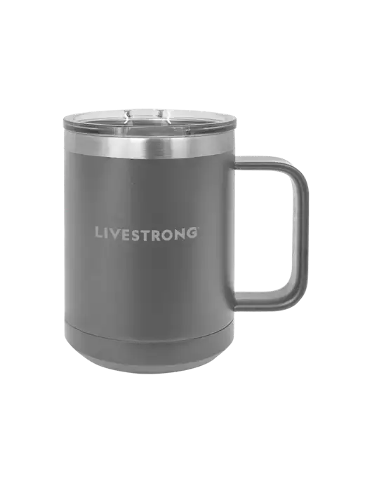 Polar Camel 15 oz Powder Coated Grey Vacuum Insulated Mug with Slider Lid w/LIVESTRONG Logo