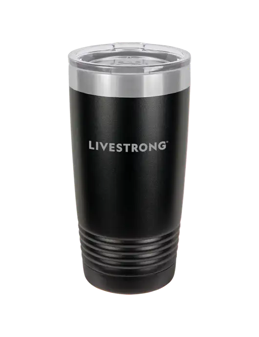 Polar Camel 20 oz Powder Coated Black Vacuum Insulated Tumbler w/LIVESTRONG Logo