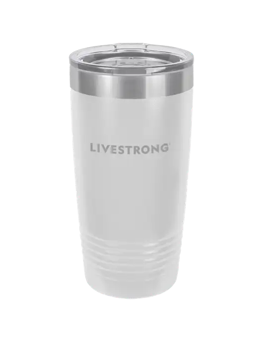 Polar Camel 20 oz Powder Coated White Vacuum Insulated Tumbler  w/LIVESTRONG Logo