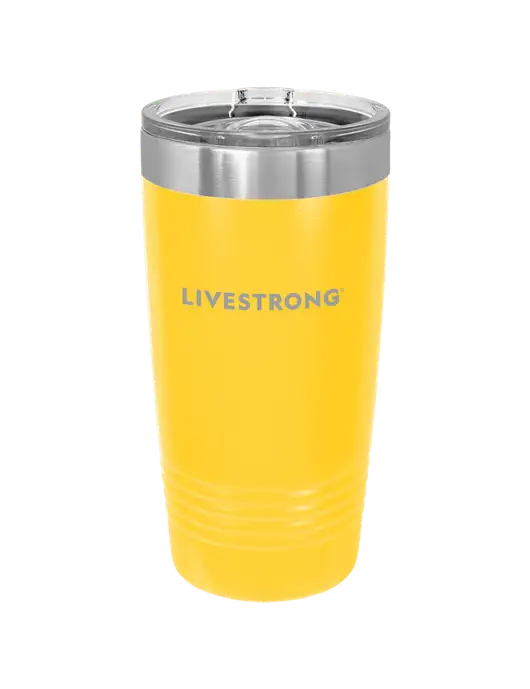 Polar Camel 20 oz Powder Coated Yellow Vacuum Insulated Tumbler w/LIVESTRONG Logo