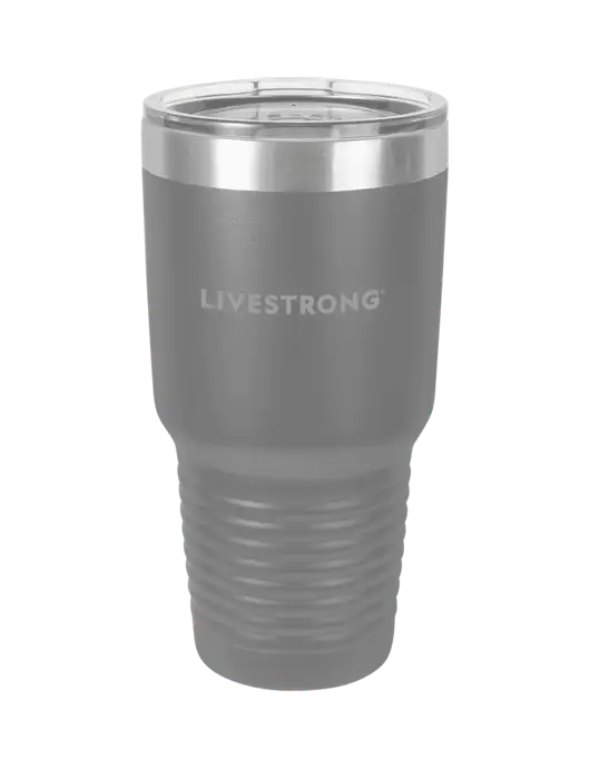 Polar Camel 30 oz Powder Coated Grey Vacuum Insulated Tumbler w/LIVESTRONG Logo