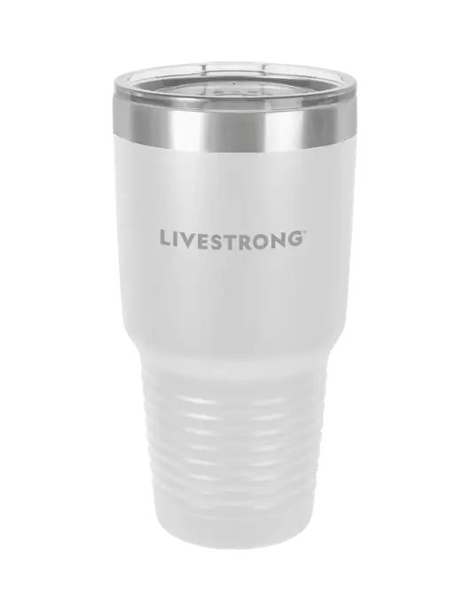Polar Camel 30 oz Powder Coated White Vacuum Insulated Tumbler  w/LIVESTRONG Logo
