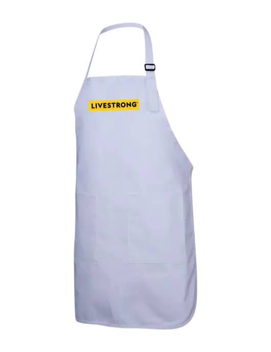 Full-Length White Apron With Pockets w/LIVESTRONG Logo