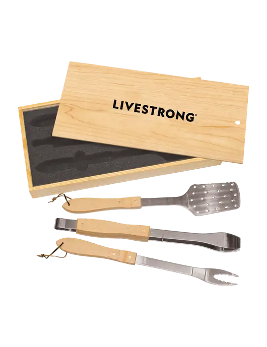 Wood BBQ Gift Set w/LIVESTRONG Logo