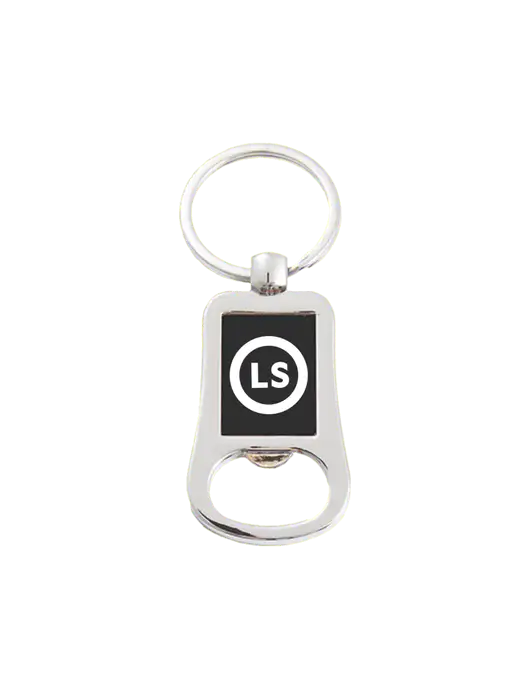 Silver & Black Bottle Opener Keychain w/LS Circle Logo