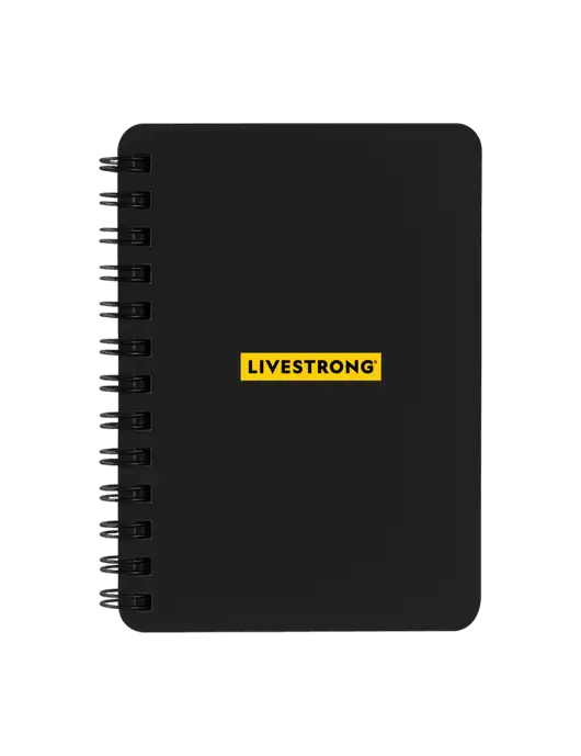 Sturdy Black Hardcover Notebook, 5.25 x 7 w/LIVESTRONG Logo