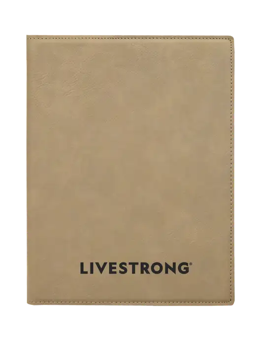 Tan Leatherette 7 x 9 Portfolio with Notepad w/LIVESTRONG Logo