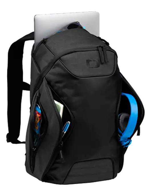 OGIO Black/Heather Grey Hatch Laptop Backpack
 w/LIVESTRONG Logo